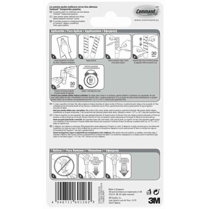 Crochet pour suspendre 3M 225 g Transparent Plastique (6 Unités)