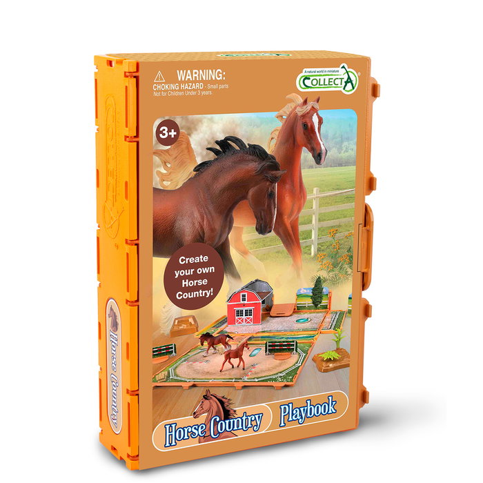 Collecta Libro-Juego Caballos A1217 - Set Créatif de Monde Équestre avec Mallette et Accessoires - Livre-Jeu en Anglais, Portugais, Espagnol