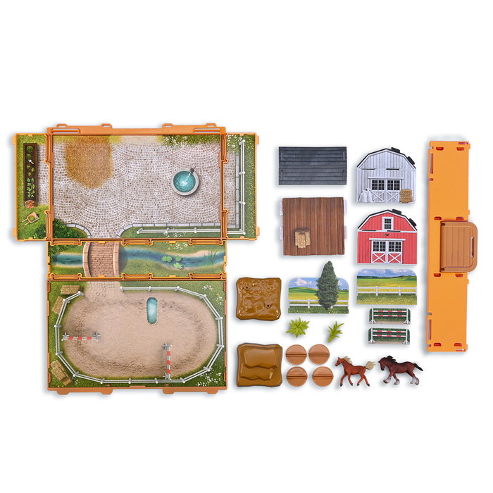 Collecta Libro-Juego Caballos A1217 - Set Créatif de Monde Équestre avec Mallette et Accessoires - Livre-Jeu en Anglais, Portugais, Espagnol