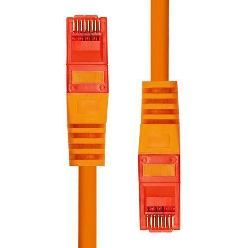 ProXtend Câble Ethernet CAT6 U/UTP en Cuivre Pur 24 AWG avec Gainage LSZH Couleur Orange, Longueur 7 m, Connecteur Doré 50μ, Compatible PoE+