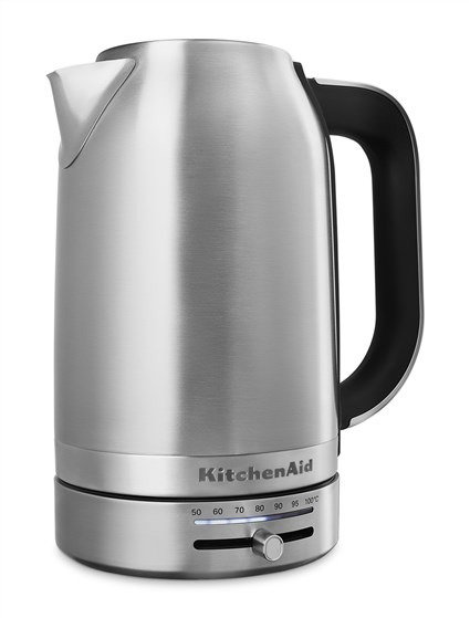 KitchenAid 5KEK1701 ESX Bouilloire électrique en acier inoxydable avec chauffage précis et 7 températures (50°C à 100°C)