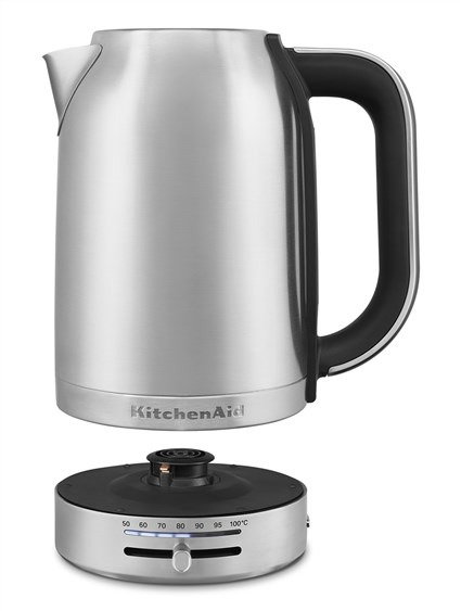 KitchenAid 5KEK1701 ESX Bouilloire électrique en acier inoxydable avec chauffage précis et 7 températures (50°C à 100°C)