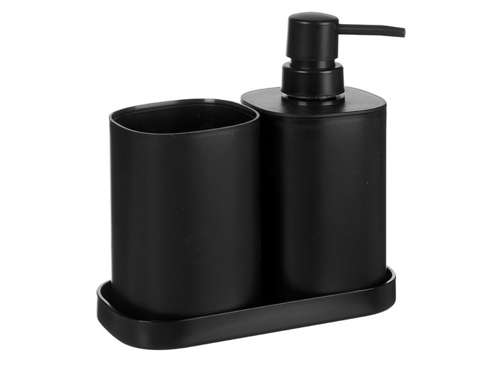 BERILO Ensemble de 3 accessoires de salle de bain en plastique noir BERILO Ensemble de 3 accessoires de salle de bain en plastique noir