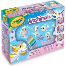Crayola Coffret de coloriage lavable Washimals Animaux fantastiques, 4 animaux, 6 feutres, accessoires, pour enfants dès 3 ans