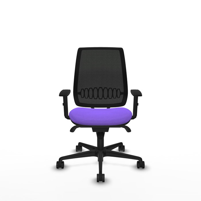 Chaise Alares Synchro 5 positions tissu Violet Maille Noir Base en nylon noir Accoudoir 1D Sans appui-tête Roulettes 65mm nylon