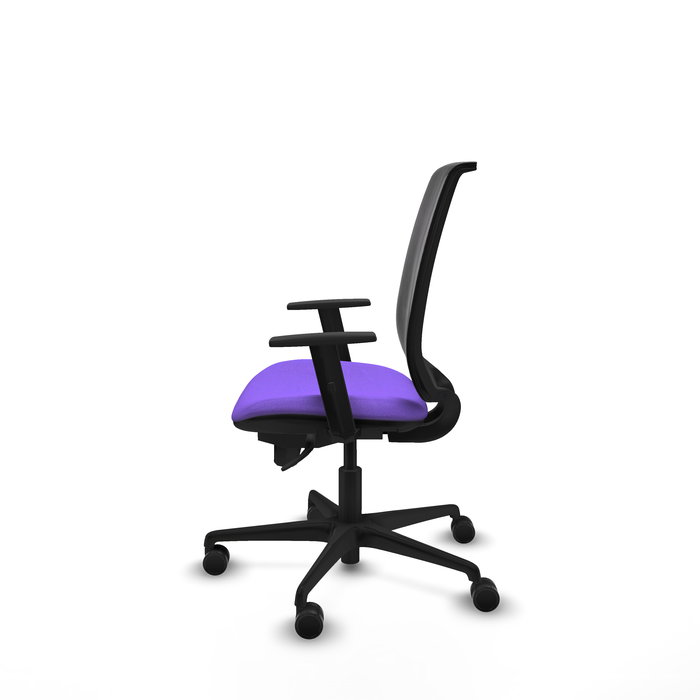 Chaise Alares Synchro 5 positions tissu Violet Maille Noir Base en nylon noir Accoudoir 1D Sans appui-tête Roulettes 65mm nylon