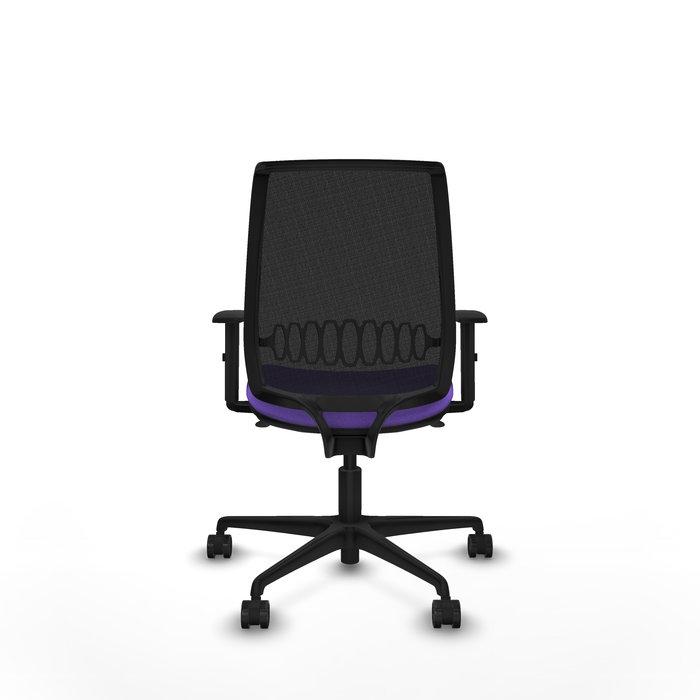 Chaise Alares Synchro 5 positions tissu Violet Maille Noir Base en nylon noir Accoudoir 1D Sans appui-tête Roulettes 65mm nylon