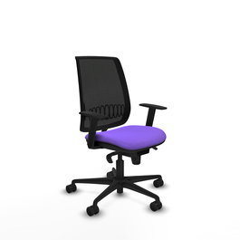 Chaise Alares Synchro 5 positions tissu Violet Maille Noir Base en nylon noir Accoudoir 1D Sans appui-tête Roulettes 65mm nylon
