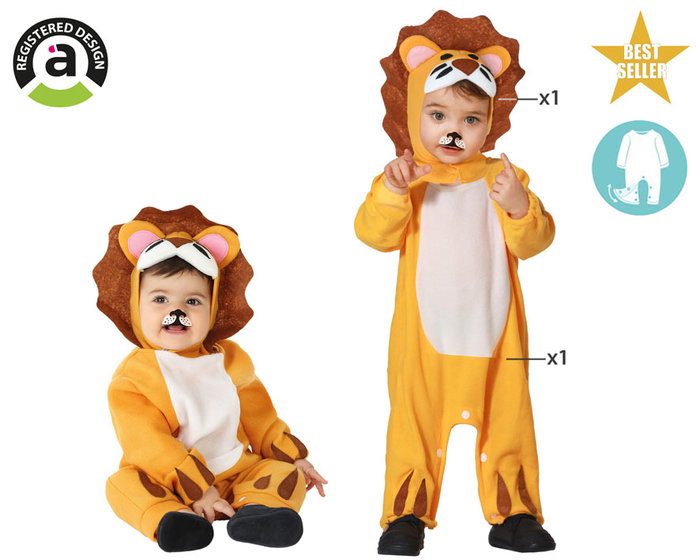 Disfraz Leon Déguisement Lion pour Bébé 24 Mois (2 Ans) - Ensemble 2 Pièces en Polyester - Thème Animaux de la Savane - Unisexe Disfraz Leon Déguisement Lion pour Bébé 24 Mois (2 Ans) - Ensemble 2 Pièces en Polyester - Thème Animaux de la Savane - Unisexe