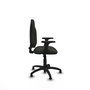 Chaise de bureau Algarra avec mécanisme de contact permanent de base, recouverte de tissu noir. Équipée d'une base en polyamide noir, d'accoudoirs 2D et de butées