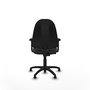Chaise de bureau Algarra avec mécanisme de contact permanent de base, recouverte de tissu noir. Équipée d'une base en polyamide noir, d'accoudoirs 2D et de butées