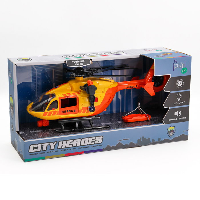 Tachan Helicoptère de Secours Heroes de Ciudad 1:12 avec Lumières et Sons - Jouet pour Enfants 3 Ans et Plus - Version Multilingue Français