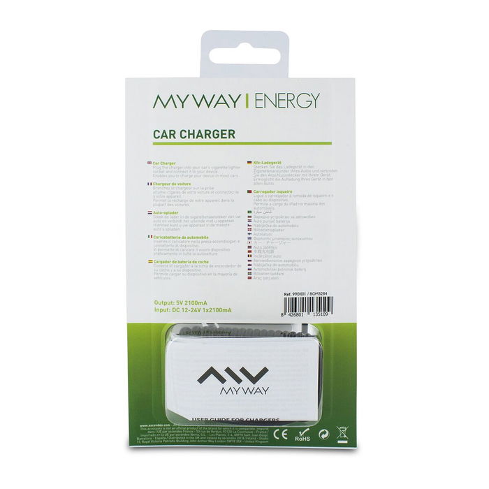 Chargeur de voiture Myway Noir 10,5 W