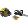 Bosch - KLEIN - 8197 - Set Bûcheron Jouet d'imitation - Tronçonneuse Électronique avec Bruit et Lame Changeable, Casque avec Visière et Gants - À Partir de 3 Ans