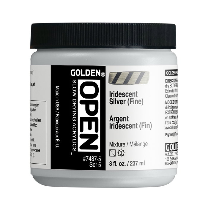 Golden OPEN Peinture Acrylique Argent Irisé (Fino) 237ml Golden OPEN Peinture Acrylique Argent Irisé (Fino) 237ml