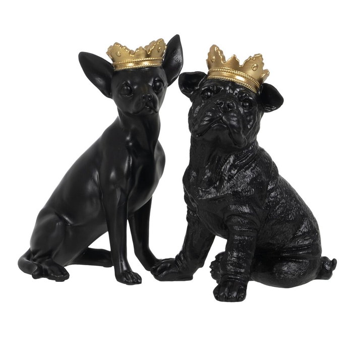 BigBuy Home Figurine Décorative Chien Noir et Doré