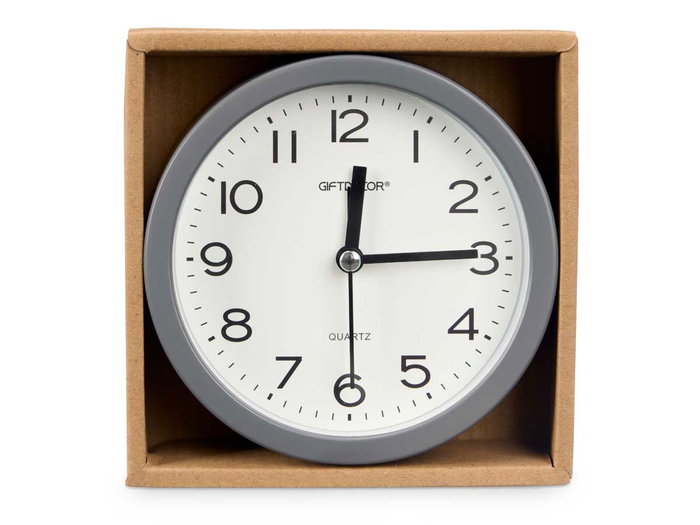 GIFTDECOR Horloge Murale Ronde Assortie 12x12x4 cm Blanc Gris Noir (Set de 12)