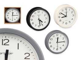 GIFTDECOR Horloge Murale Ronde Assortie 12x12x4 cm Blanc Gris Noir (Set de 12)