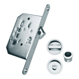 Micel Serrure à encastrer pour porte coulissante PCR03, Acier Nickel satiné