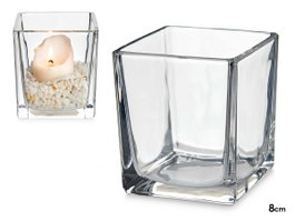GIFTDECOR Porte-bougies en Cristal Transparente 8x8