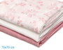 KioKids Set de 3 Mousselines Rose, Blanc et Imprimé Animaux 70x70cm