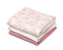 KioKids Set de 3 Mousselines Rose, Blanc et Imprimé Animaux 70x70cm