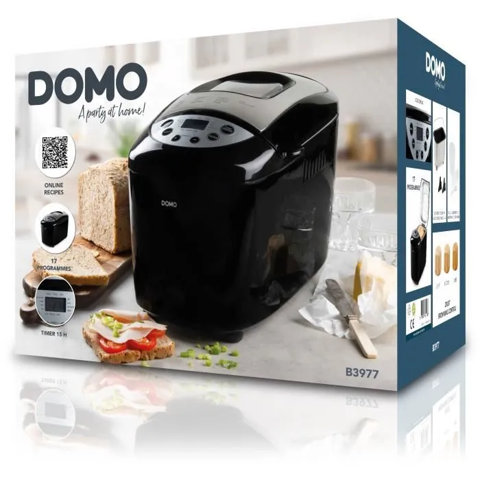 Domo Machine à Pain Automatique B3977 XL - 850 W, 17 Programmes, Ecran LCD - Capacité 1500 g