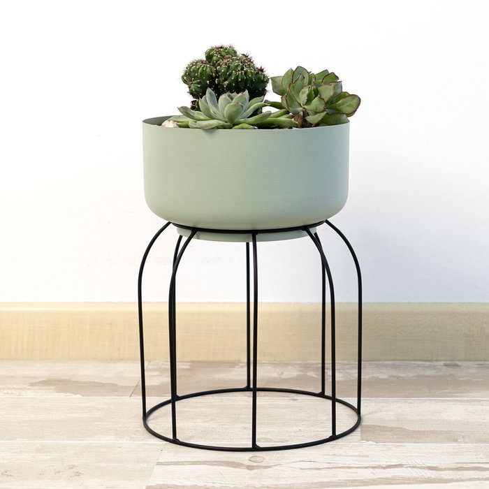 Vinthera Moa Pot de fleurs avec support Vert Métal (Lot de 6)