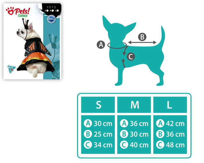 Déguisement pour animal de compagnie papillon L - Costume pour chien ou chat - Thème animaux