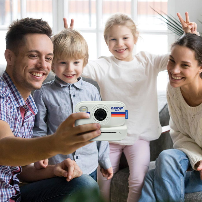 Lexibook Starcam Print Dj165 - Appareil photo instantané pour enfants, impression HD noir et blanc, 250 photos, avec stickers 3D et feutres, dès 5 ans