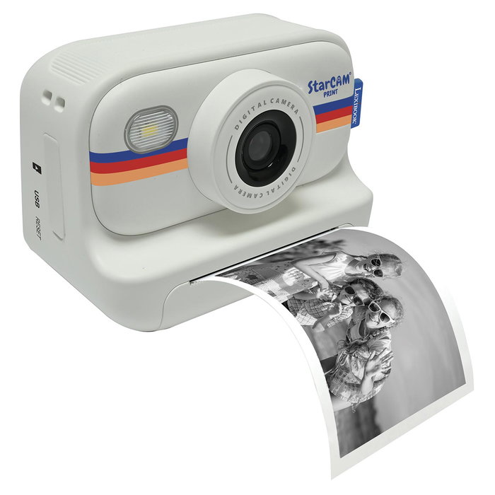 Lexibook Starcam Print Dj165 - Appareil photo instantané pour enfants, impression HD noir et blanc, 250 photos, avec stickers 3D et feutres, dès 5 ans