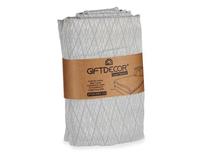 GIFTDECOR Couvre-lit à motif de losanges gris 240x260cm