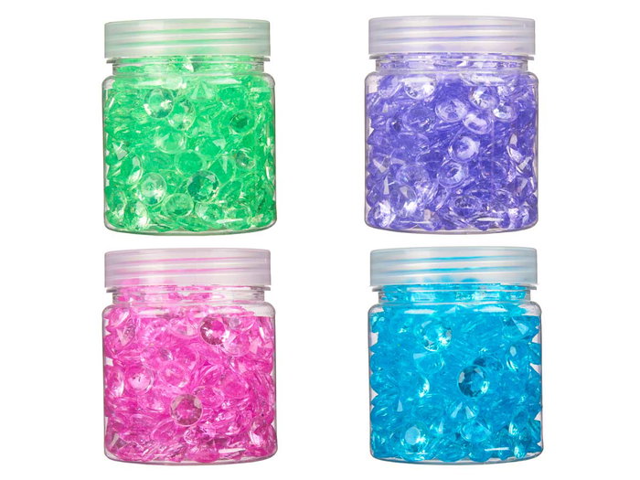 Giftdecor Bouteille de diamants 150 gr, medias, couleurs assorties, 6,5x6,5x8 cm, en plastique (Set de 32)