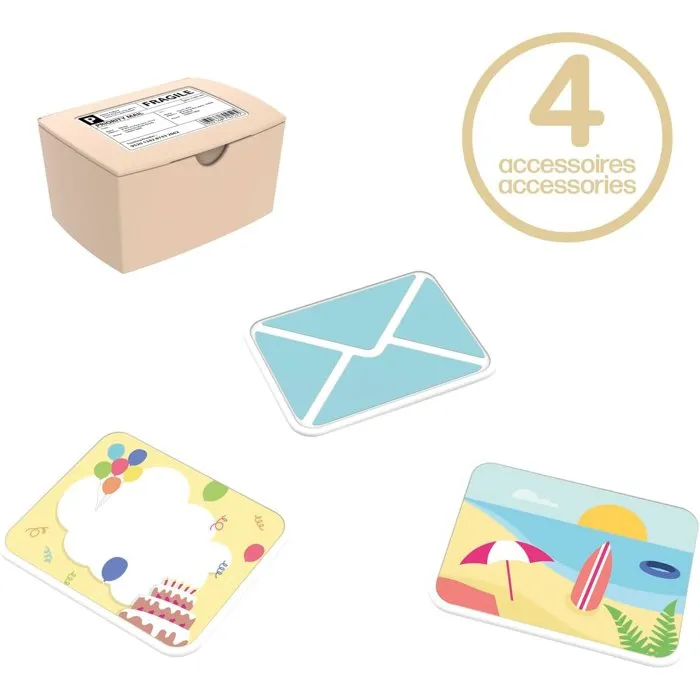 Smoby Boîte aux lettres jouet pour maisonnette avec 4 accessoires, fixation murale et fenêtre, 40% matière recyclée, fabrication française, à partir de 2 ans