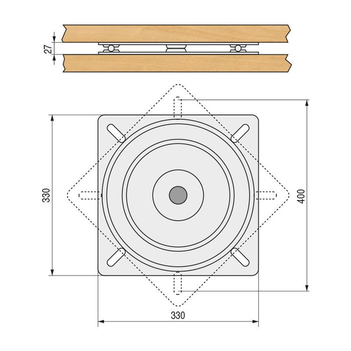 Q&Q Platine Tournante Carrée 330x330 Noir Acier (300 kg) pour Fauteuils et Sièges Lourds
