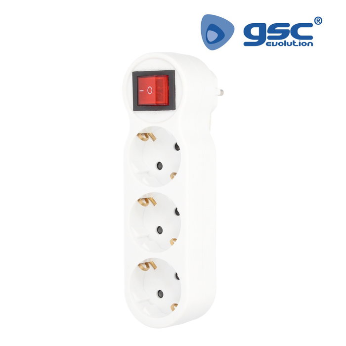 GSC Evolution Multiprise triple sortie avec interrupteur, Blanc GSC Evolution Multiprise triple sortie avec interrupteur, Blanc