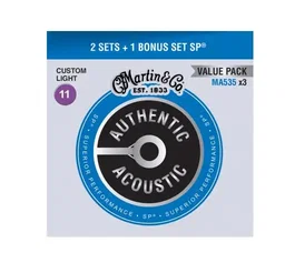 Martin Jeu de Cordes Authentic SP Phosphor Bronze Custom Light 11-52, Pack de 3