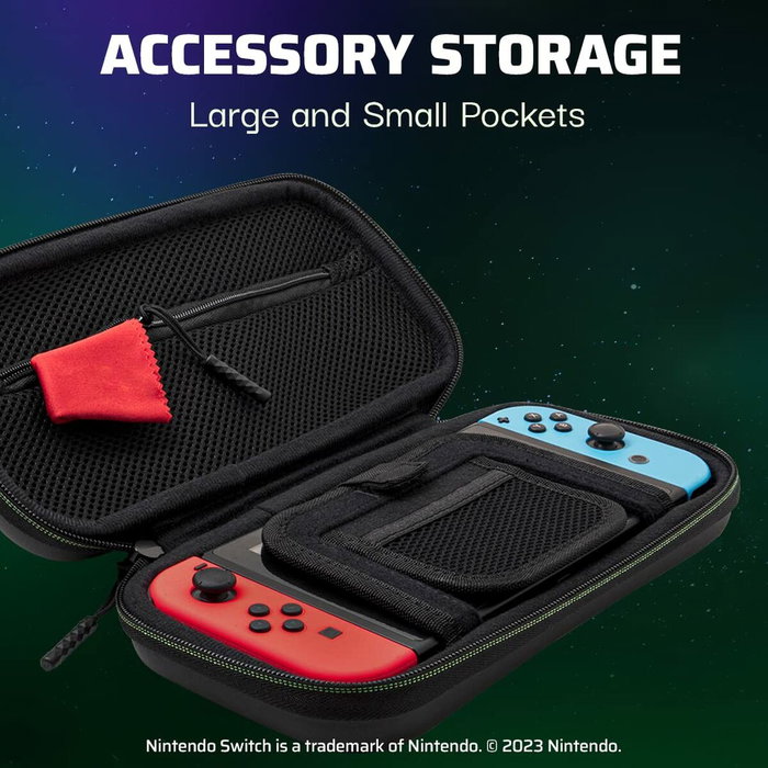 PDP Sacoche de transport 1 UP Glow In The Dark pour Nintendo Switch - Noir et vert fluo