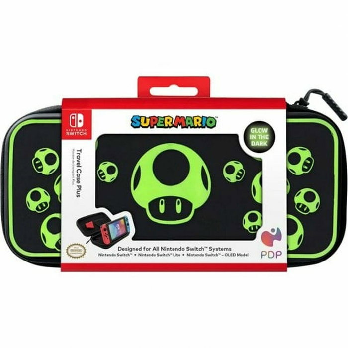 PDP Sacoche de transport 1 UP Glow In The Dark pour Nintendo Switch - Noir et vert fluo