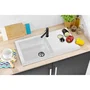 Stradour Evier de cuisine à encastrer EINNA 1 bac en SMC Blanc Uni - 17, dimensions 78 x 43,5 cm, vidage manuel avec bonde et siphon