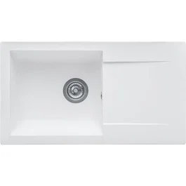 Stradour Evier de cuisine à encastrer EINNA 1 bac en SMC Blanc Uni - 17, dimensions 78 x 43,5 cm, vidage manuel avec bonde et siphon