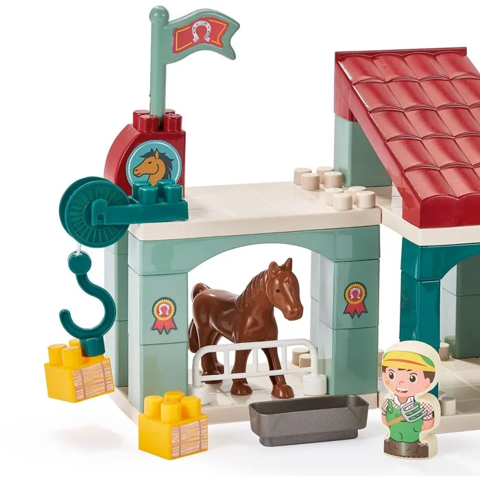 Ecoiffier Abrick 2978 - Centre Hippique à Construire avec Cheval, Manège, Pick-up, Van et Accessoires - Jouet dès 18 mois - Origine France