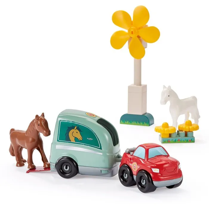 Ecoiffier Abrick 2978 - Centre Hippique à Construire avec Cheval, Manège, Pick-up, Van et Accessoires - Jouet dès 18 mois - Origine France