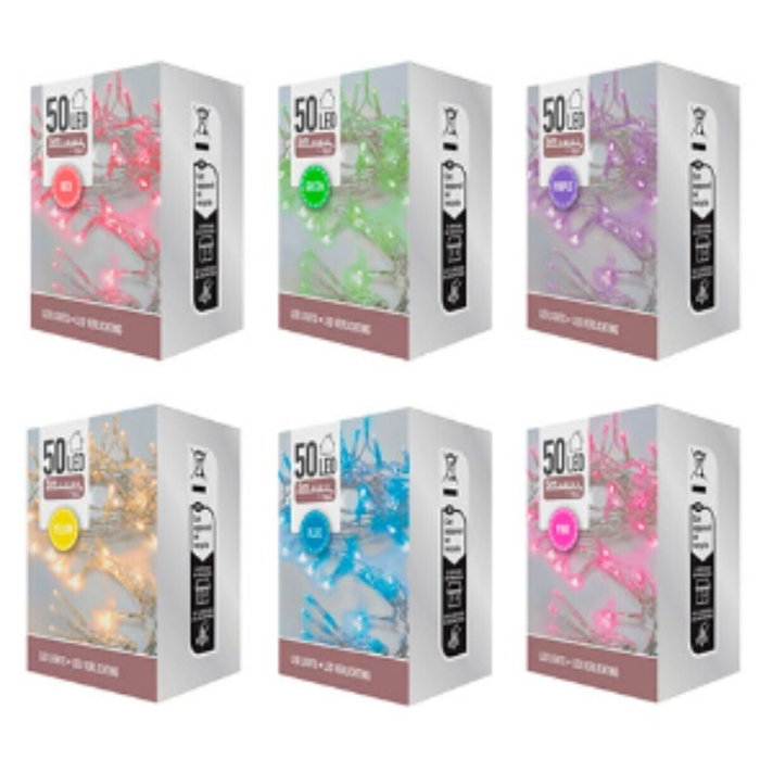 Basics Guirlande lumineuse à piles 5 m, 50 LED, couleurs surtises