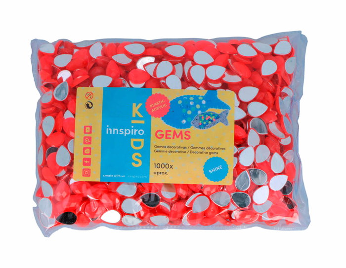 Innspiro Gemmes décoratives acryliques goutte rose fluor 10x14mm, 1000u. approx.±