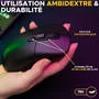 The G-Lab KULT-TITAN - Souris gamer sans fil et filaire - Capteur 12000 DPI - RGB - Design symétrique - Triple connectivité (2.4 GHz, Bluetooth, USB) - Compatible PC et PS4