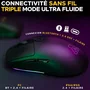The G-Lab KULT-TITAN - Souris gamer sans fil et filaire - Capteur 12000 DPI - RGB - Design symétrique - Triple connectivité (2.4 GHz, Bluetooth, USB) - Compatible PC et PS4