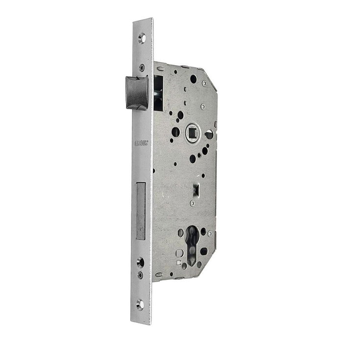 Micel CR12 Serrure à larder avec chant carré en acier finition nickel satiné 50/85 mm Micel CR12 Serrure à larder avec chant carré en acier finition nickel satiné 50/85 mm