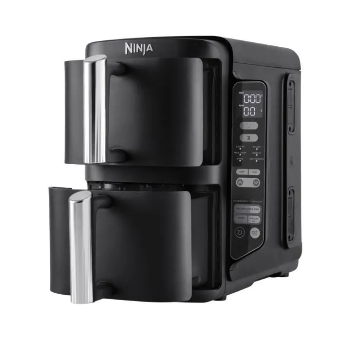 Ninja SL300EU Double Stack Friteuse sans huile - Double cuve empilable - 7,6L - 2470W - 6 programmes - Compacte pour petites cuisines