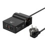 Ewent EW3992 Station de charge USB GaN 65 W avec multiprise 2 prises Schuko et 4 ports USB-C/USB-A